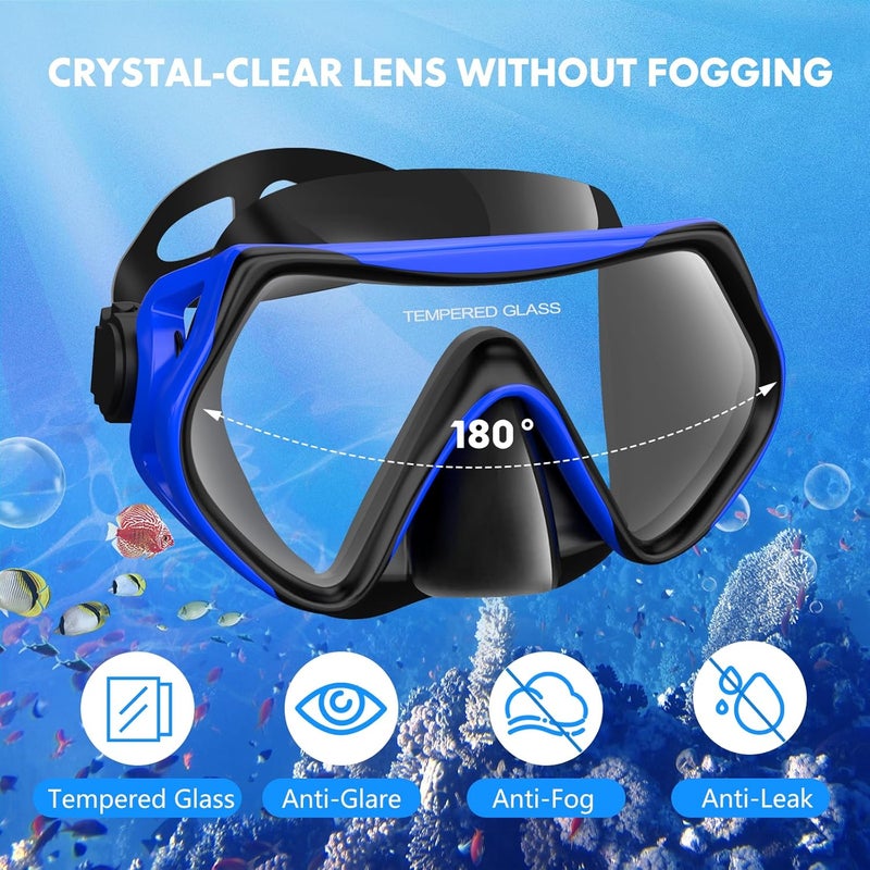 SOLAVA Snorkeling Gear for Adults, Snorkel Set Scuba Diving mask Dry-Top, Adult Swimming Goggles with Nose Cover, HD Tempered Glass Panoramic Anti-Leak Anti-Fog - Image 2